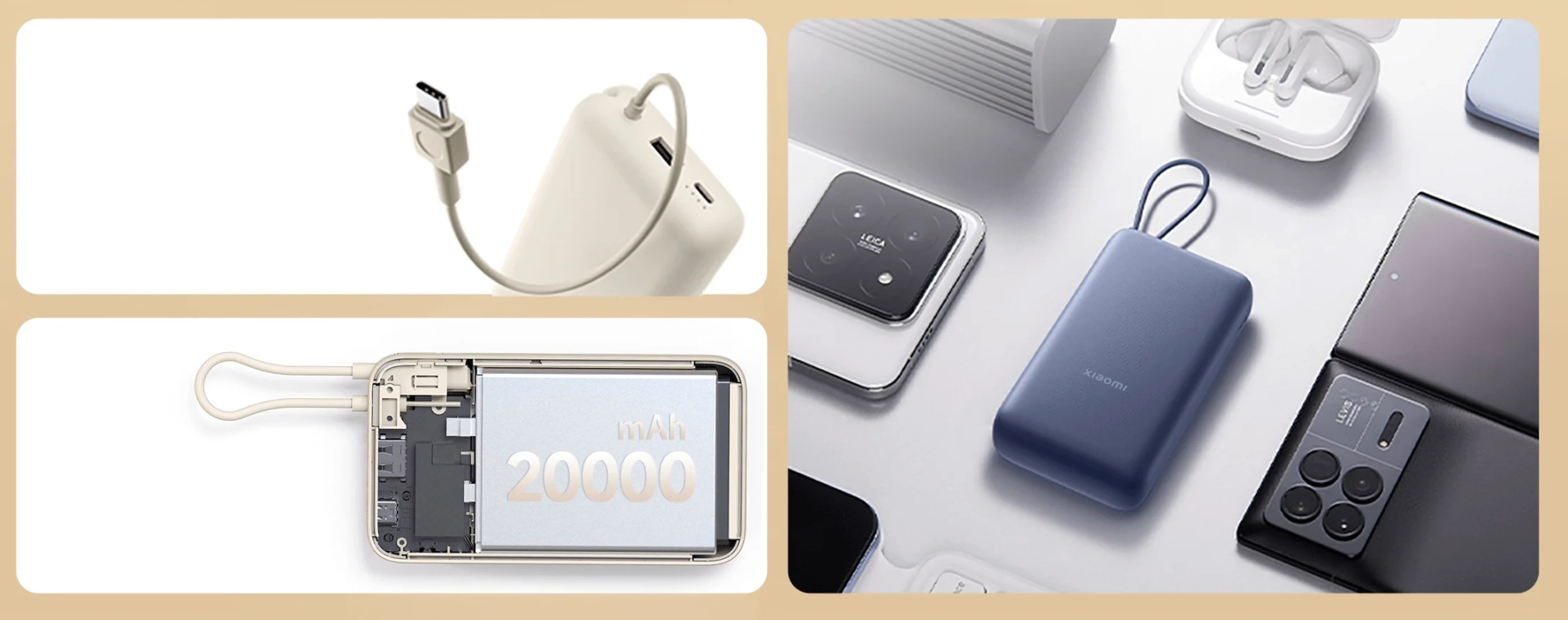 Павербанк Xiaomi 20000mAh 33W(Integrated Cable) синій фото