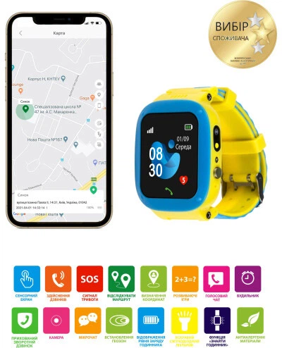 Смарт-годинник для дітей AmiGo GO004 GLORY Blue-Yellow фото6