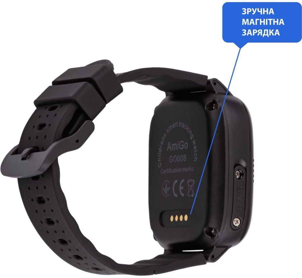 Смарт-часы для детей AmiGo GO008 Milky GPS WiFi Black (873291) фото3