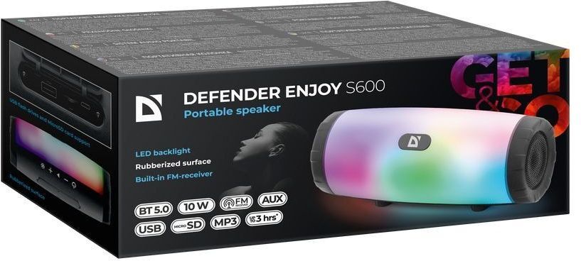 Акустика Defender Enjoy S600 10Вт Light/FM/microSD/USB Black (65603) фото