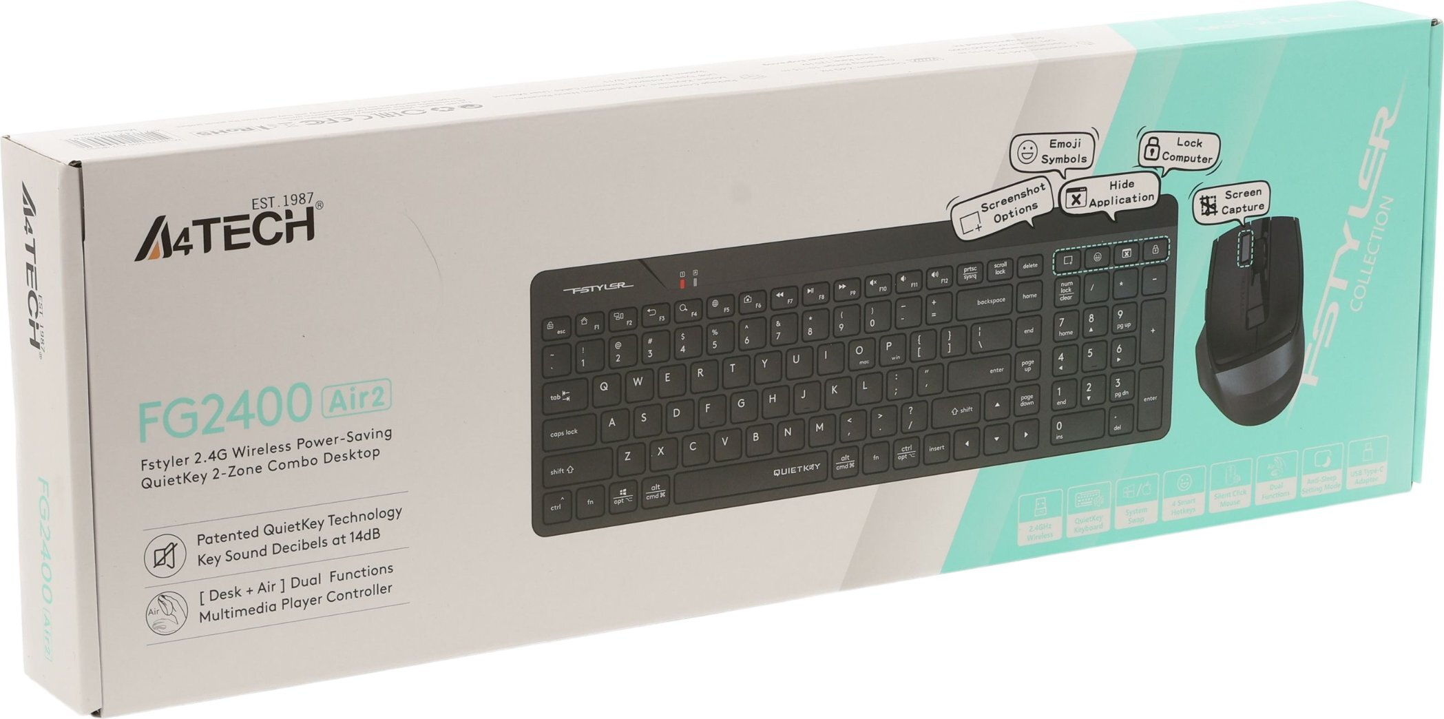 Комплект A4Tech FG2400 Air2 Wireless UA Black (4711421000062) фото3