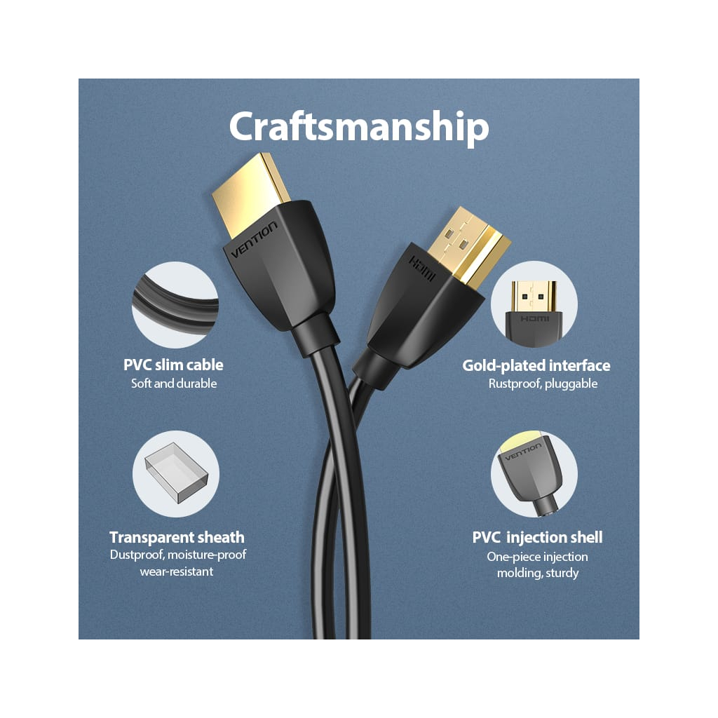 Кабель HDMI M to HDMI M 3.0m 4K60Hz black Vention (AAIBI) фото