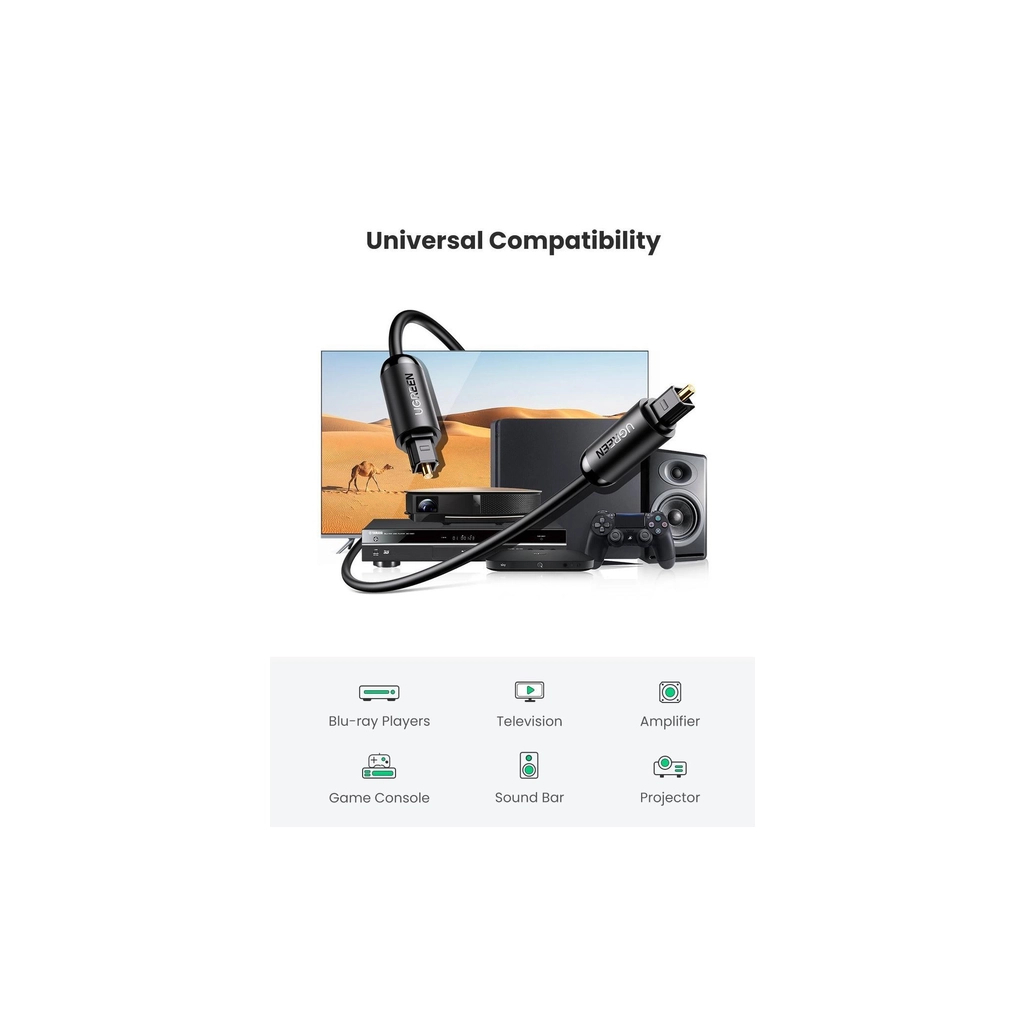 Кабель Optical Toslink 1.0m AV122 black Ugreen (70890) фото2