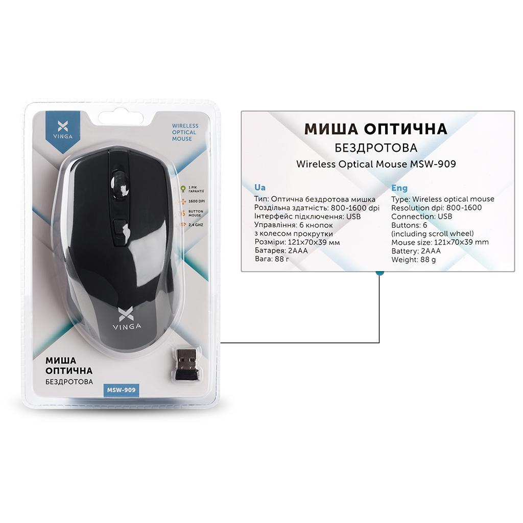 Мишка Vinga MSW-909 Silent black-grey фото8