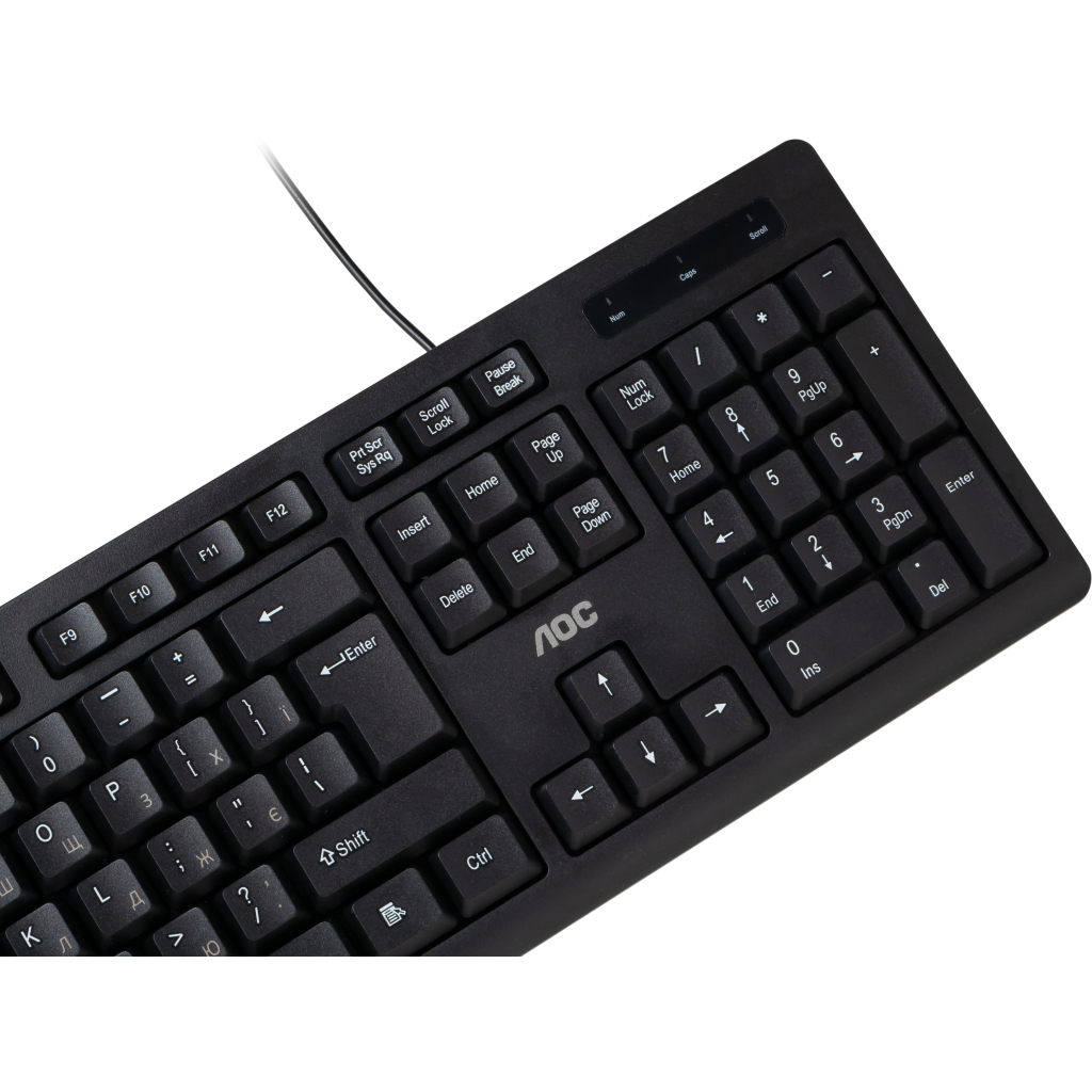 Клавіатура AOC KB100B USB UA Black (KB100B/97) фото