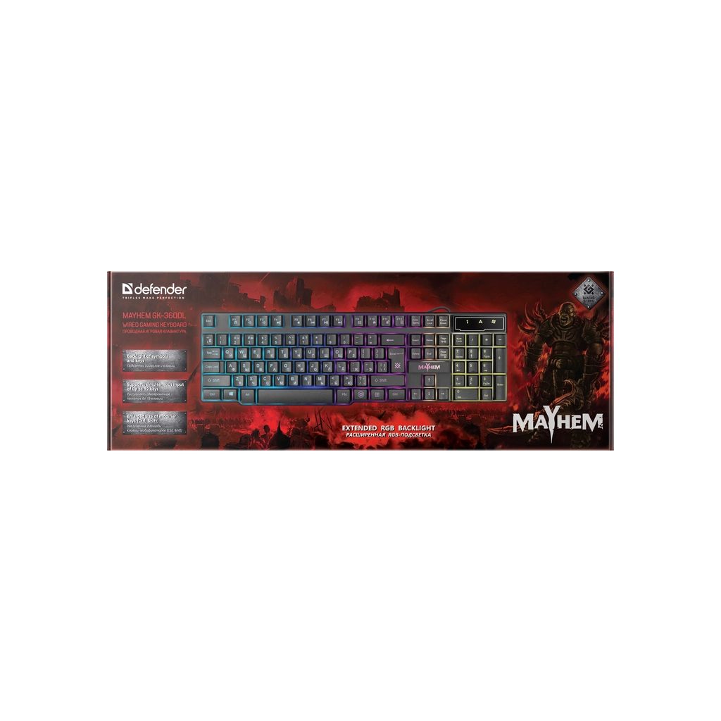 Клавиатура Defender Mayhem Mayhem GK-360DL USB UA Black (45362) фото7
