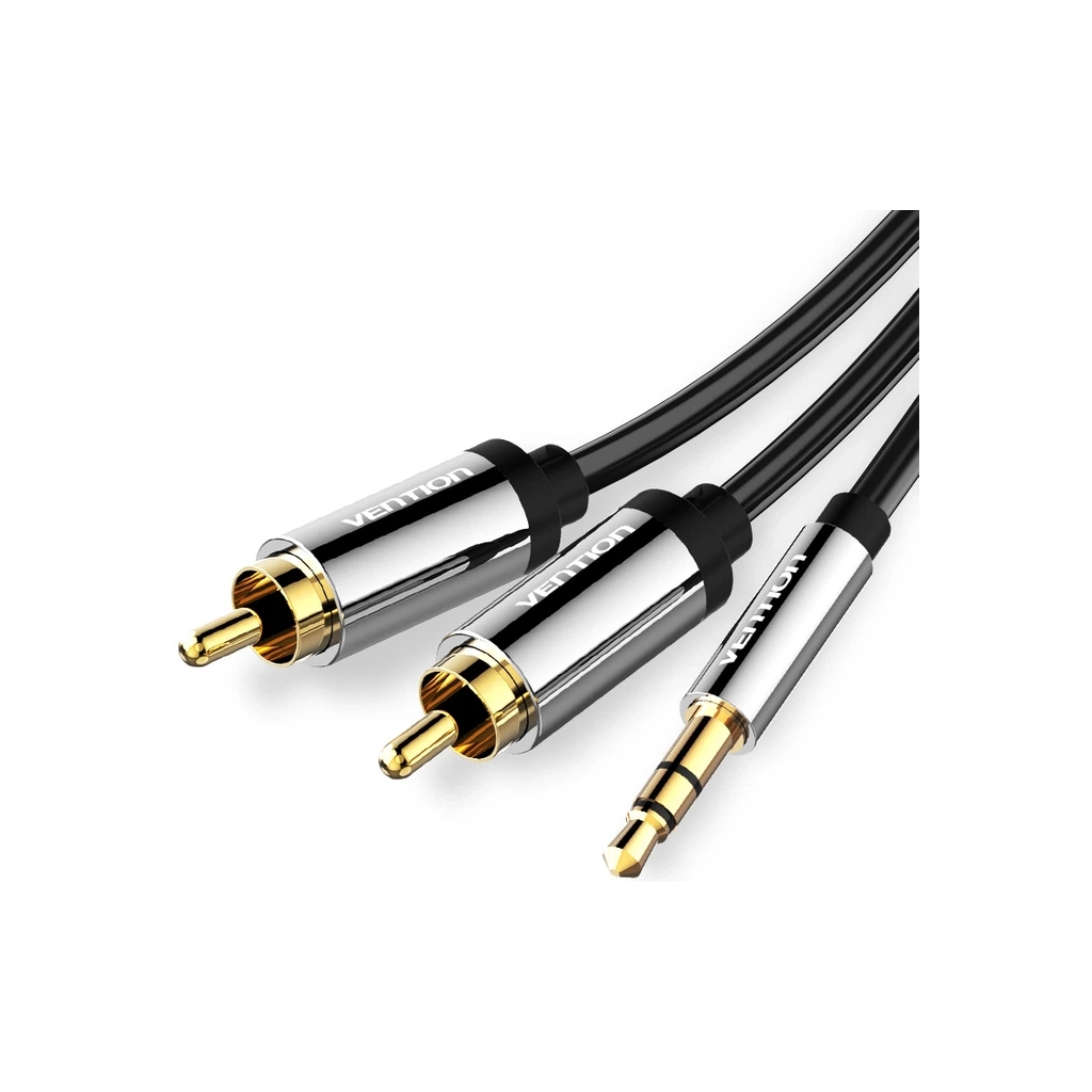 Кабель 3.5mm M to 2xRCA M 1.0m black Vention (BCFBF) фото2