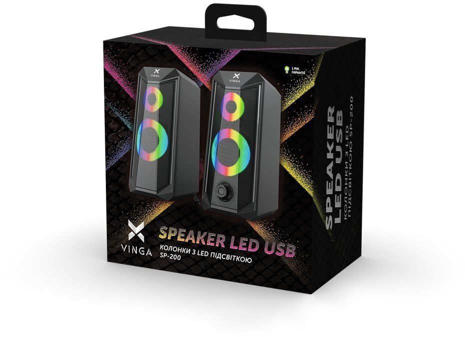 Акустика Vinga SP-200 LED USB Black фото