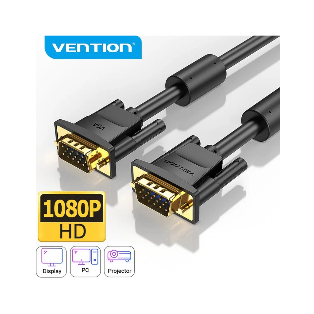 Кабель мультимедійний VGA M to VGA M 20.0m black Vention (DAEBQ) фото