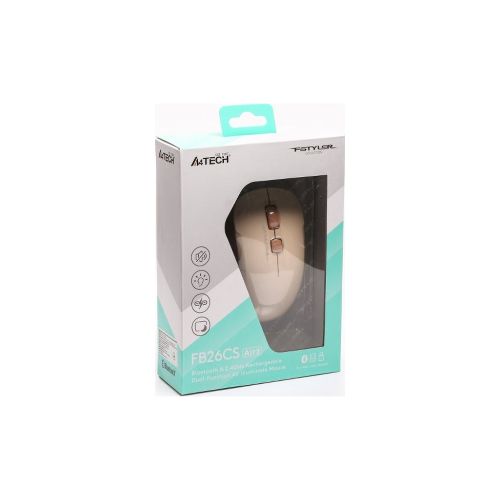 Мышь A4Tech FB26CS Air2 Bluetooth/Wireless Cafe Latte (4711421999236) фото