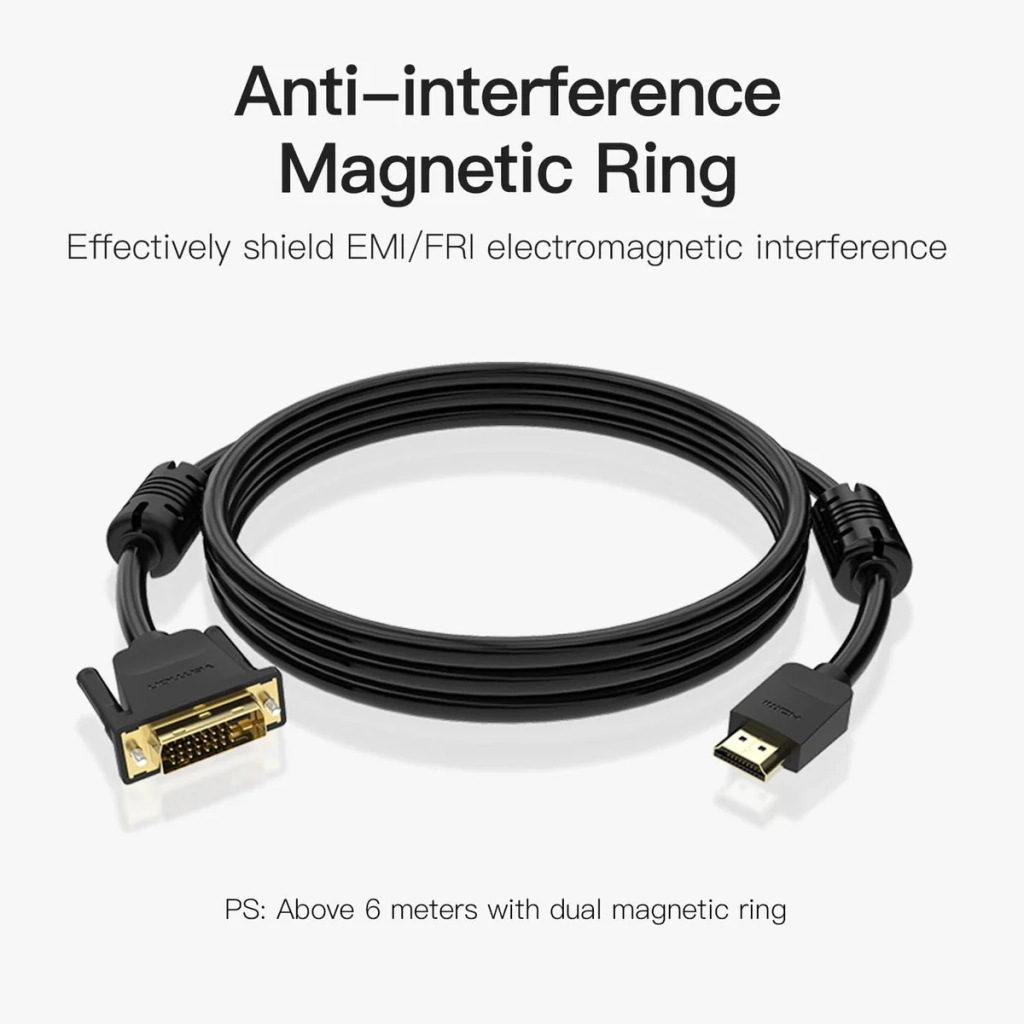 Кабель HDMI M to DVI M 2.0m 4K60Hz black Vention (ABFBH) фото2