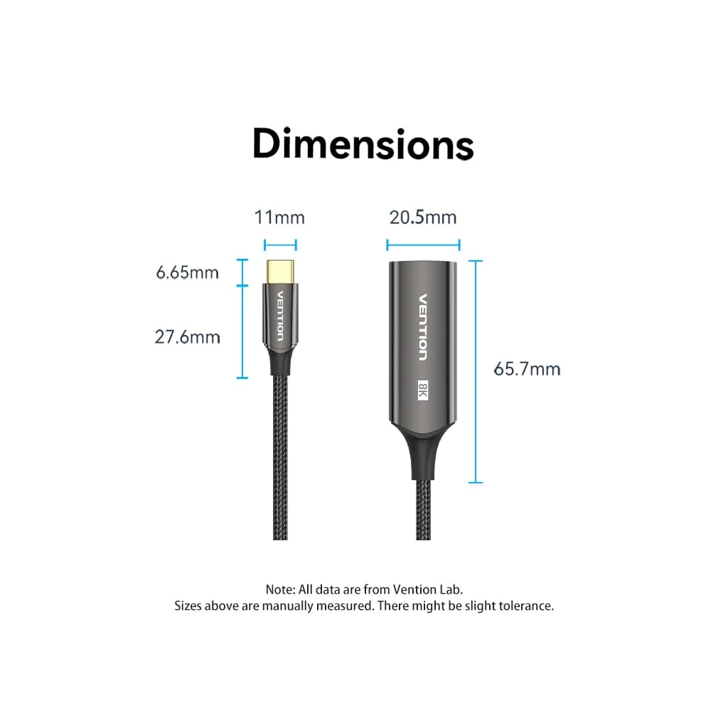 Кабель USB-C to DisplayPort M 0.25m 8K black Vention (CRGBC) фото