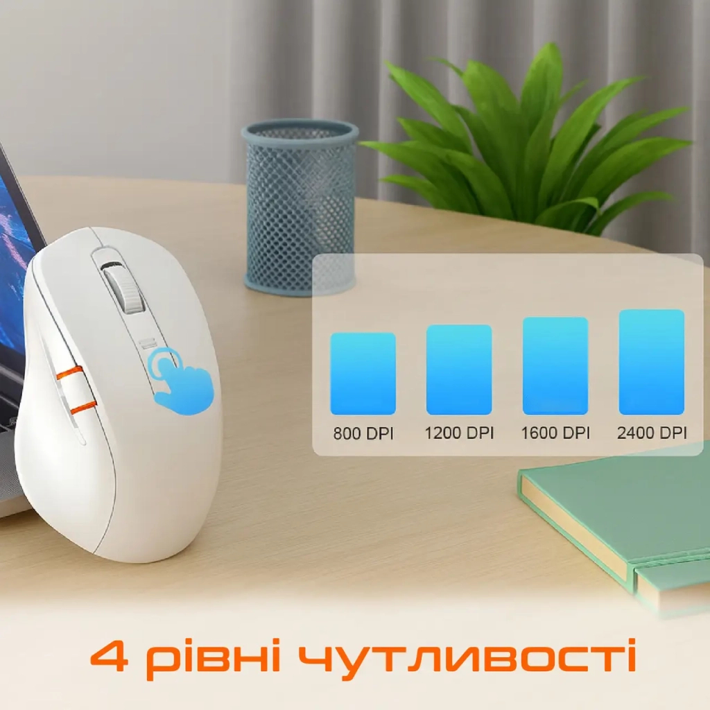 Мышь Meetion BTM032 Wireless/Bluetooth/USB White (MT-BTM032-B) фото4