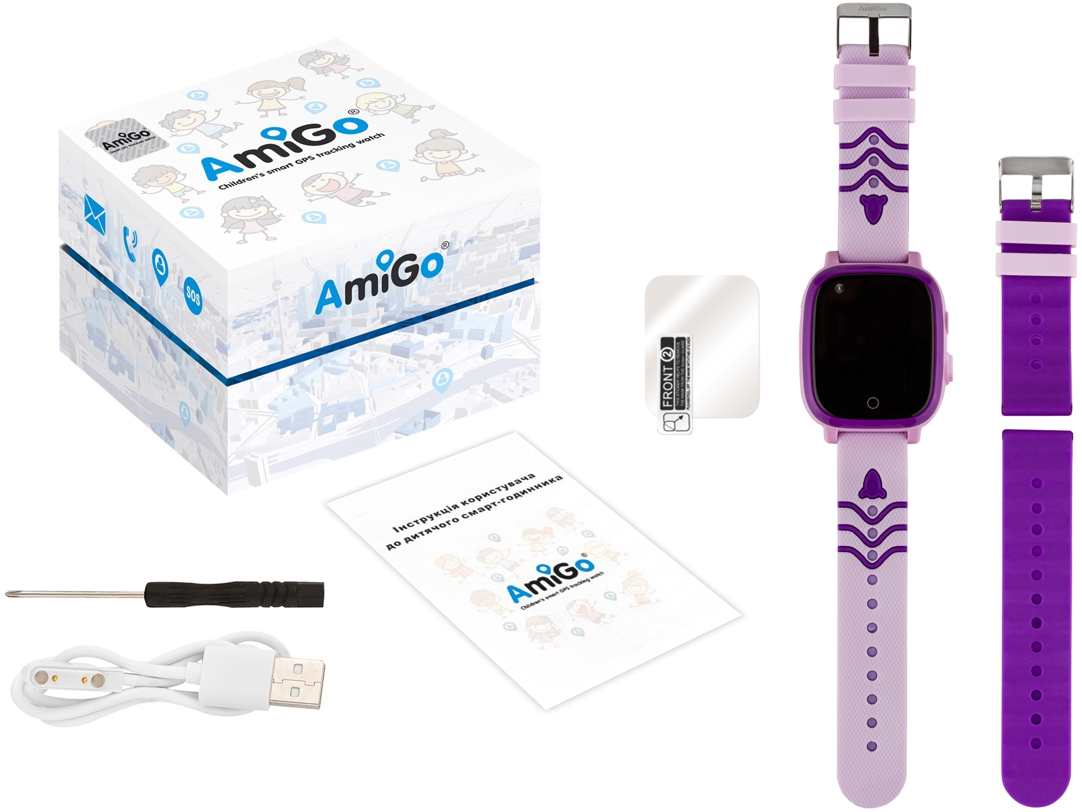 Смарт-часы для детей AmiGo GO005 4G WiFi ThermometerPurple (747019) фото5