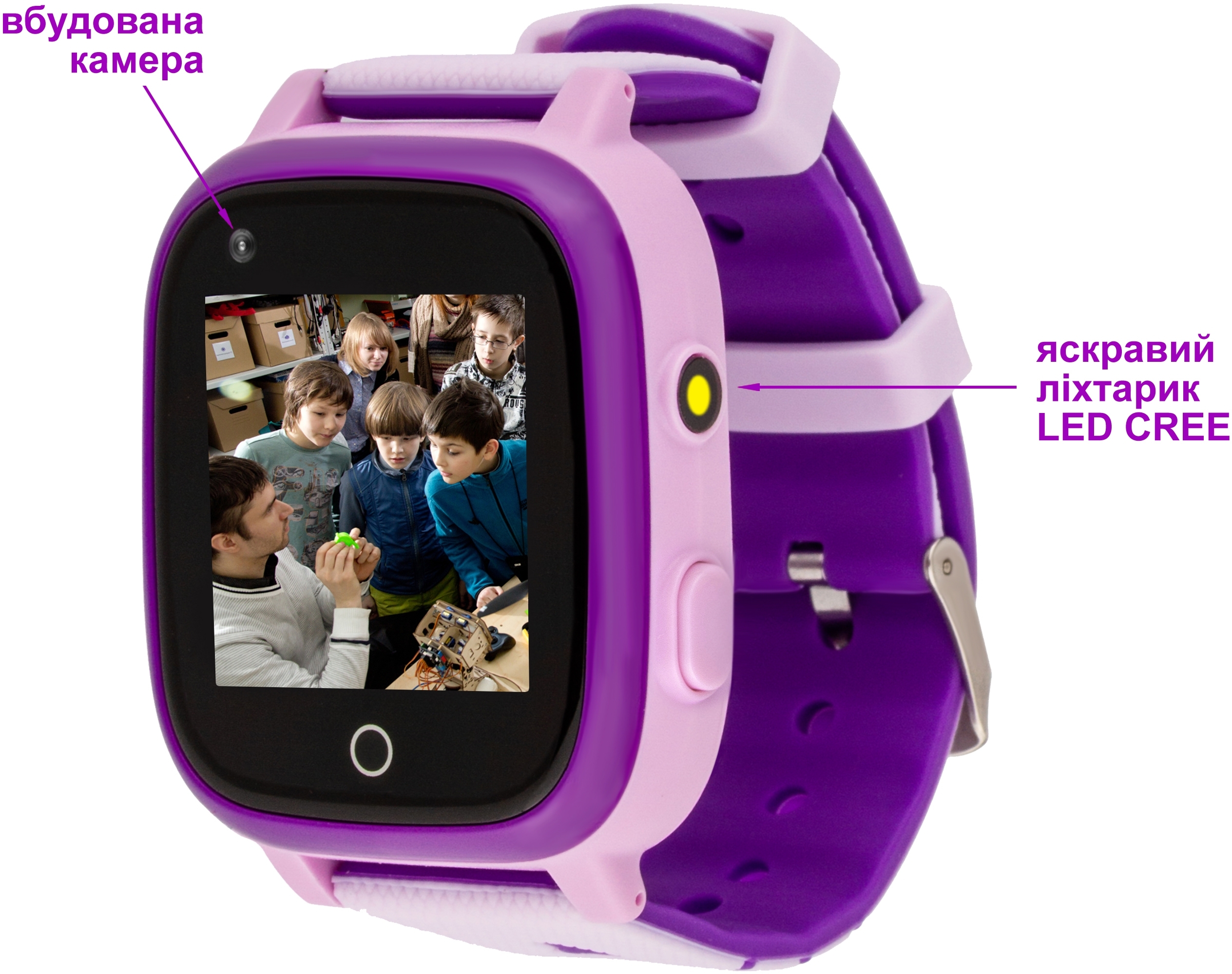 Смарт-часы для детей AmiGo GO005 4G WiFi ThermometerPurple (747019) фото6