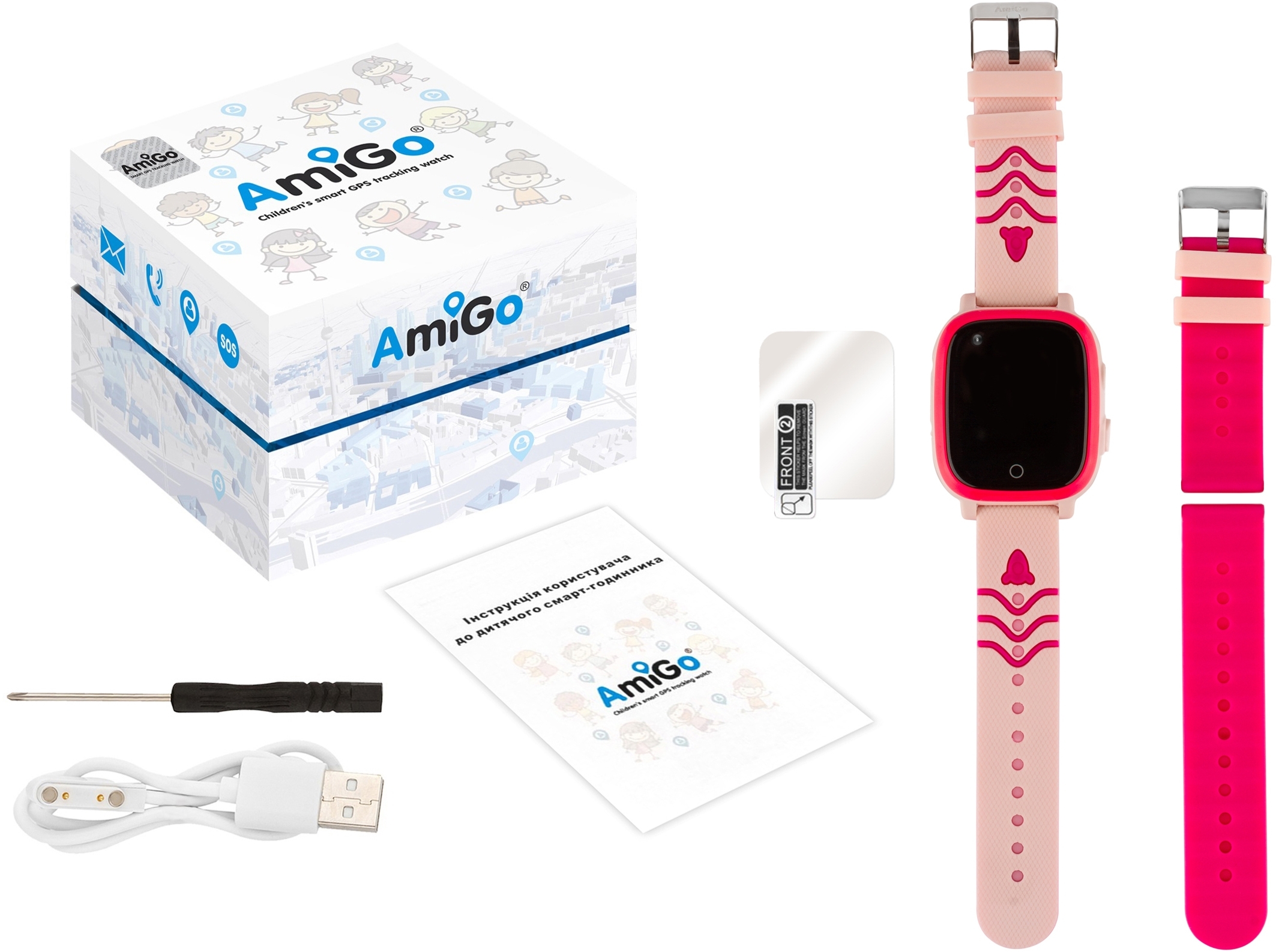 Смарт-часы для детей AmiGo GO005 4G WiFi Thermometer Pink (747018) фото5