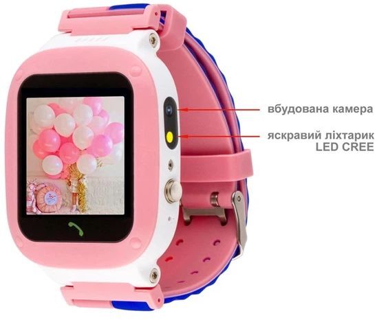 Смарт-часы для детей AmiGo GO004 Splashproof Camera+LED Pink (746404) фото2