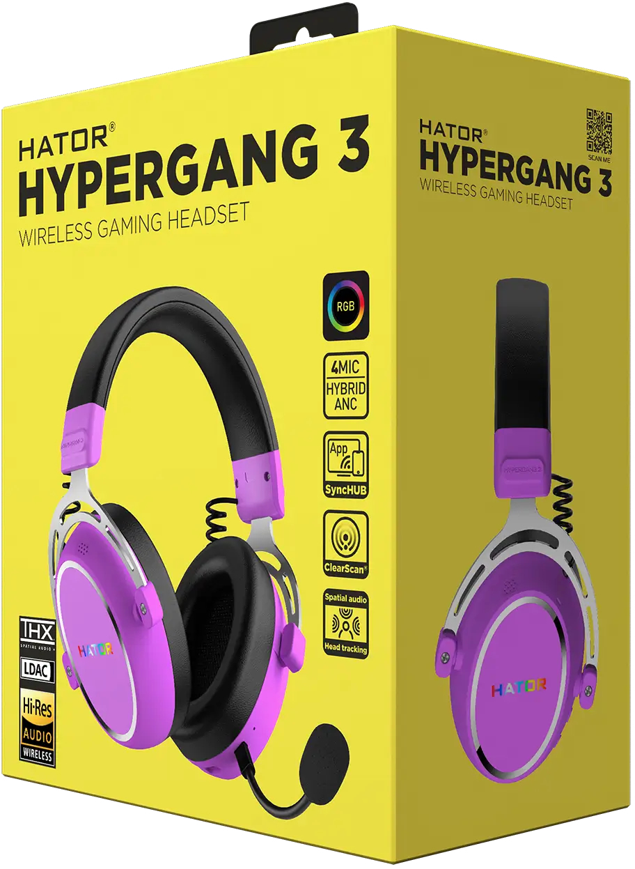 Ігрова гарнітура Hator Hypergang 3 Hi-Res Wireless Cyber Violet (ESH52) фото