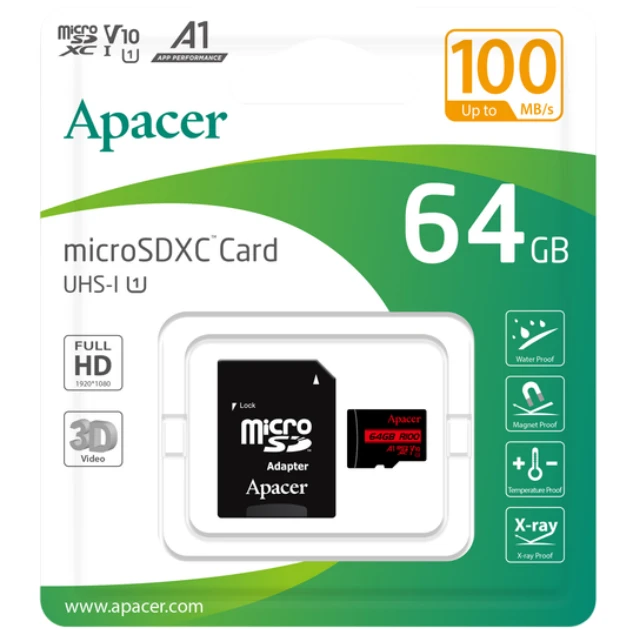 Карт. пам. Apacer microSDXC UHS-I 64GB R100 фото2