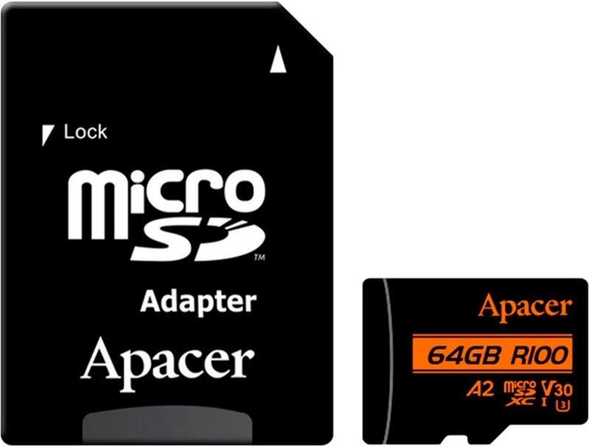 Карт. пам. Apacer microSDXC UHS-I U3 64GB V30 A2 +SD фото