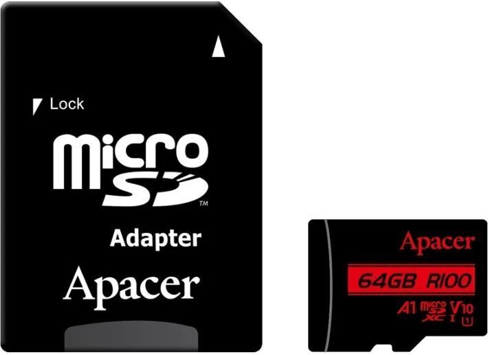Карт. пам. Apacer microSDXC UHS-I 64GB R100 +SD фото2