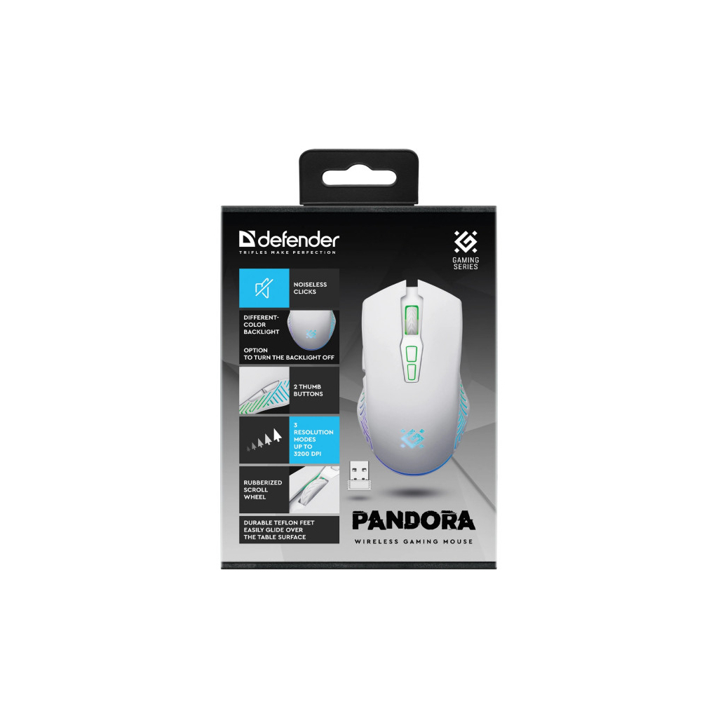 Ігрова миша Defender Pandora GM-502 LED Wireless White (52502) фото6