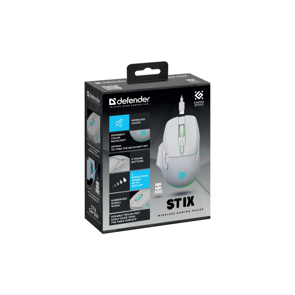 Ігрова миша Defender Stix GM-009 LED Wireless White (52009) фото7