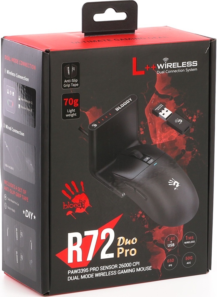 Игровая мышь A4Tech Bloody R72 Pro Duo Wireless/USB Black (4711421000840) фото5