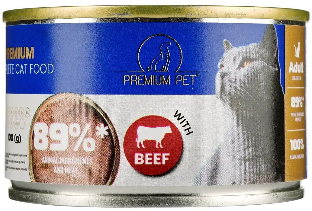 Паштет для котів PREMIUM PET з яловичиною 100 г (4820255191812) фото