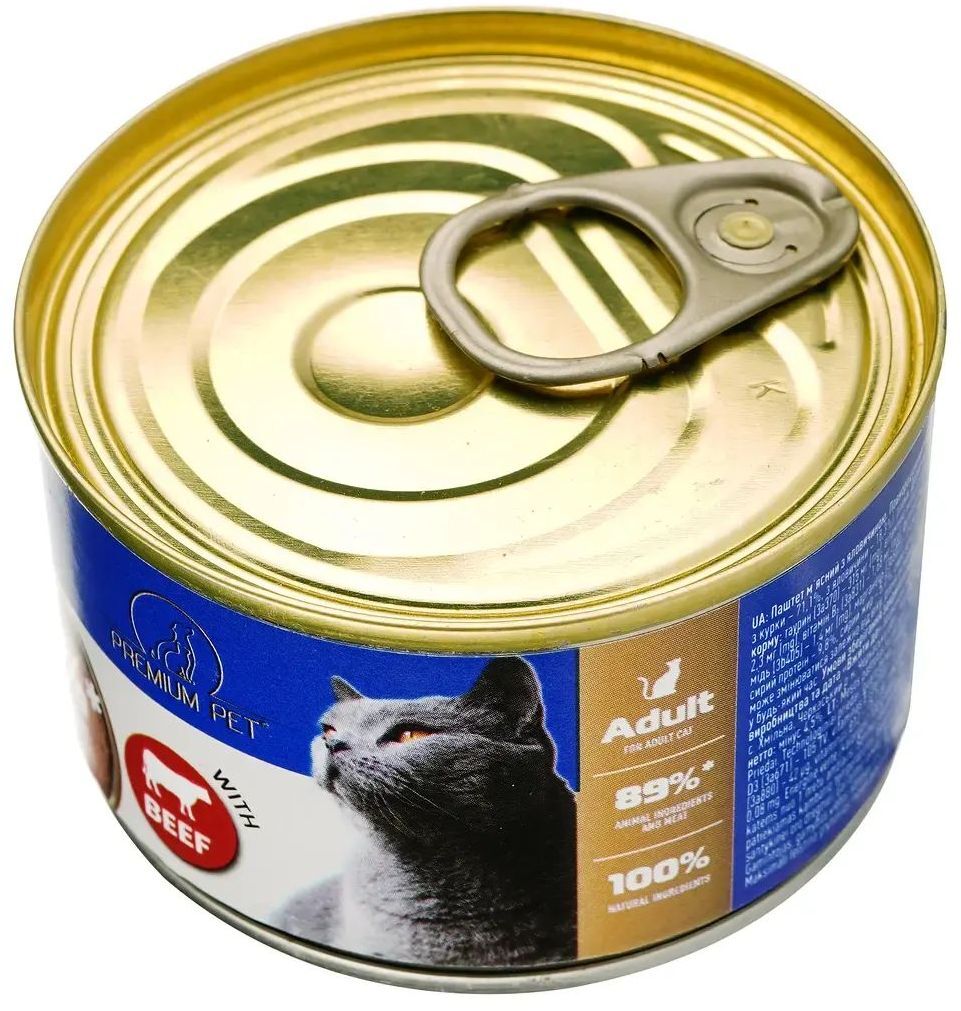 Паштет для котів PREMIUM PET з яловичиною 100 г (4820255191812) фото