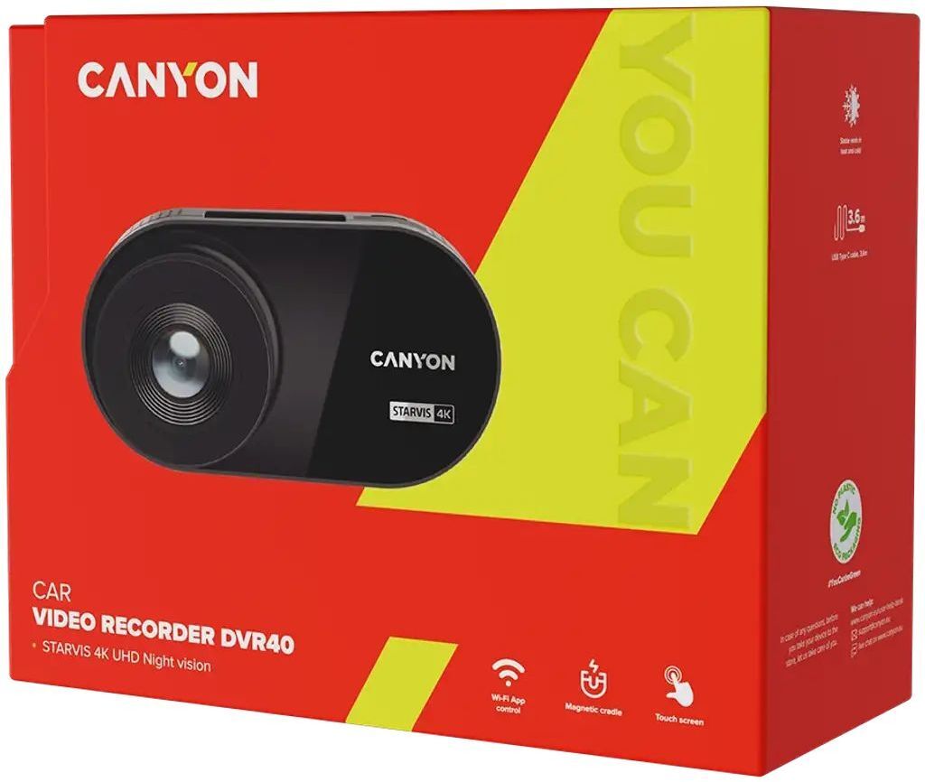 Автомобильный видеорегистратор Canyon DVR40 UltraHD 4K 2160p Wi-Fi Black (CND-DVR40) фото9