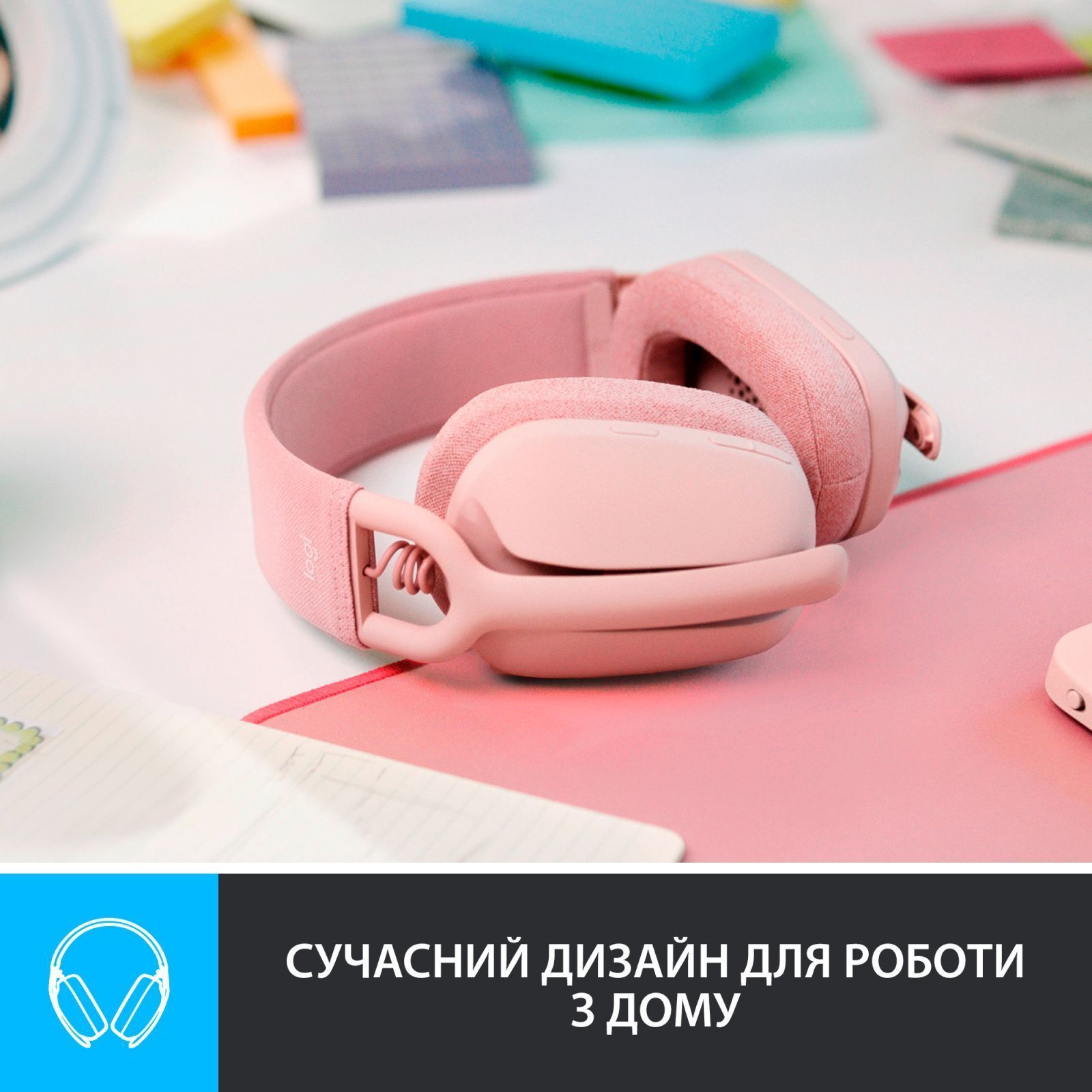 Bluetooth-гарнитура Logitech Zone Vibe 100 Wireless Rose (981-001224) фото2