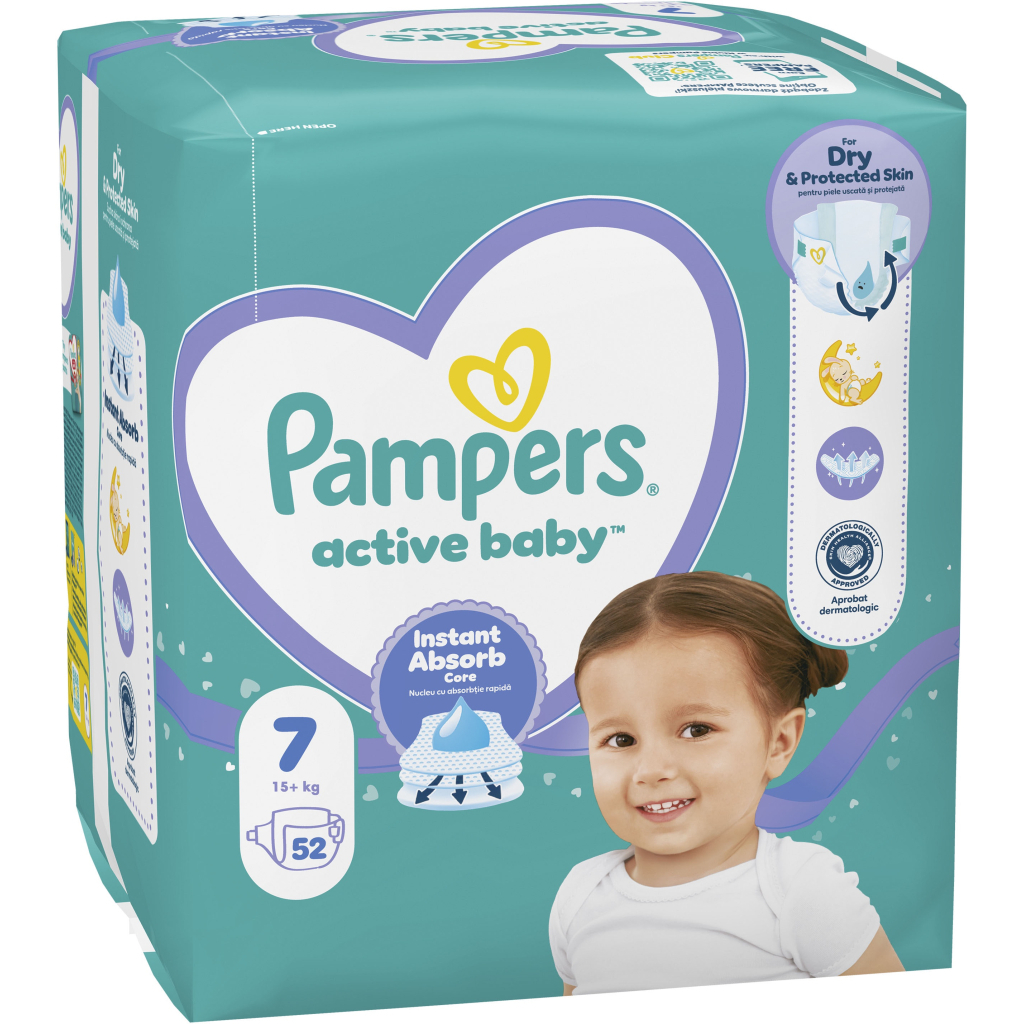 Підгузки Pampers Active Baby Розмір 7 (15+ кг) 52 шт (8006530230131) фото2