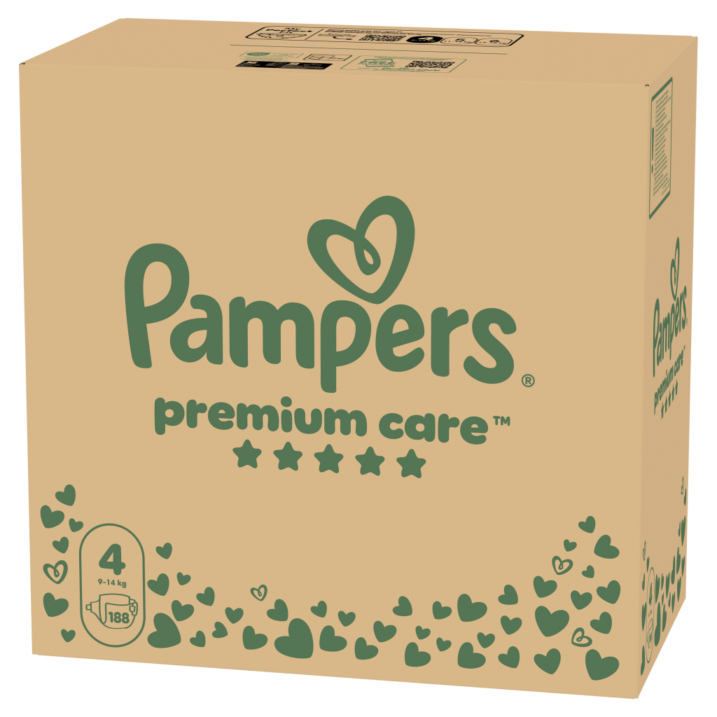 Підгузки Pampers Premium Care Розмір 4 (9-14 кг) 188 шт (8006530223829) фото2