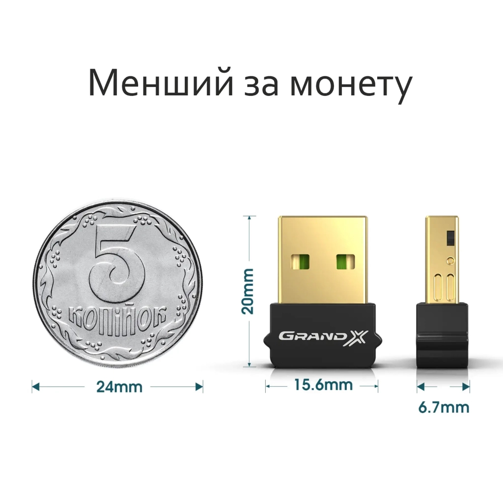 Bluetooth-адаптер Grand-X BT50G, aptX, RTL8761B, V5.0, Low Energy фото3