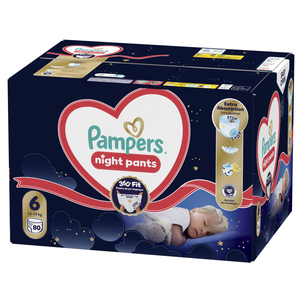 Підгузки Pampers Night Pants Розмір 6 (13-19 кг) 80 шт (8006530320511) фото2