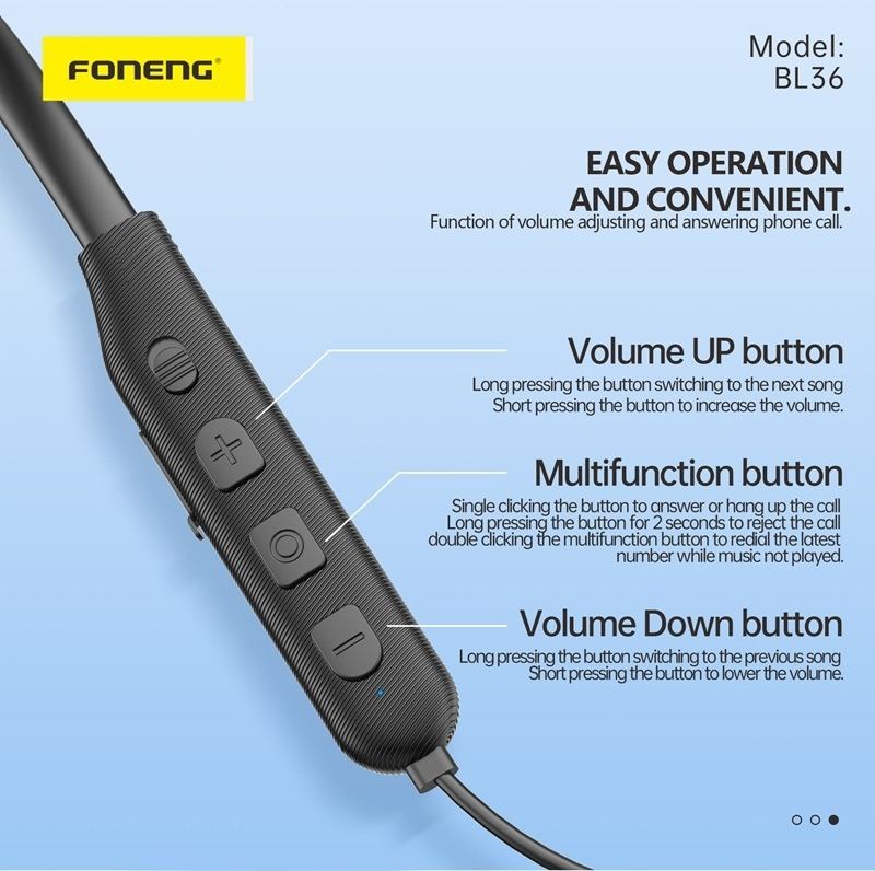 Навушники Foneng BL36 Deep Bass Neckband Bluetooth Earphone (BL36) фото3