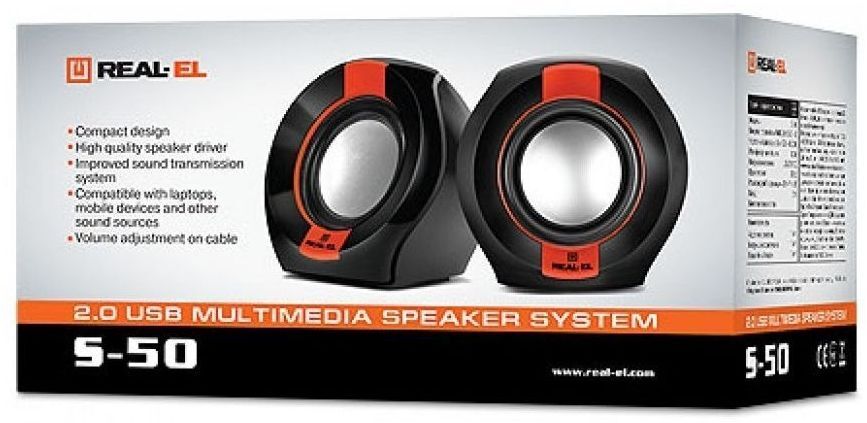 Акустична система REAL-EL S-50 Black/Red фото2