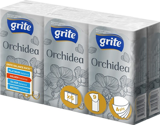 Серветки косметичні Grite Orchidea 4 шари 9 шт х 6 пачок (4770023481167) фото2