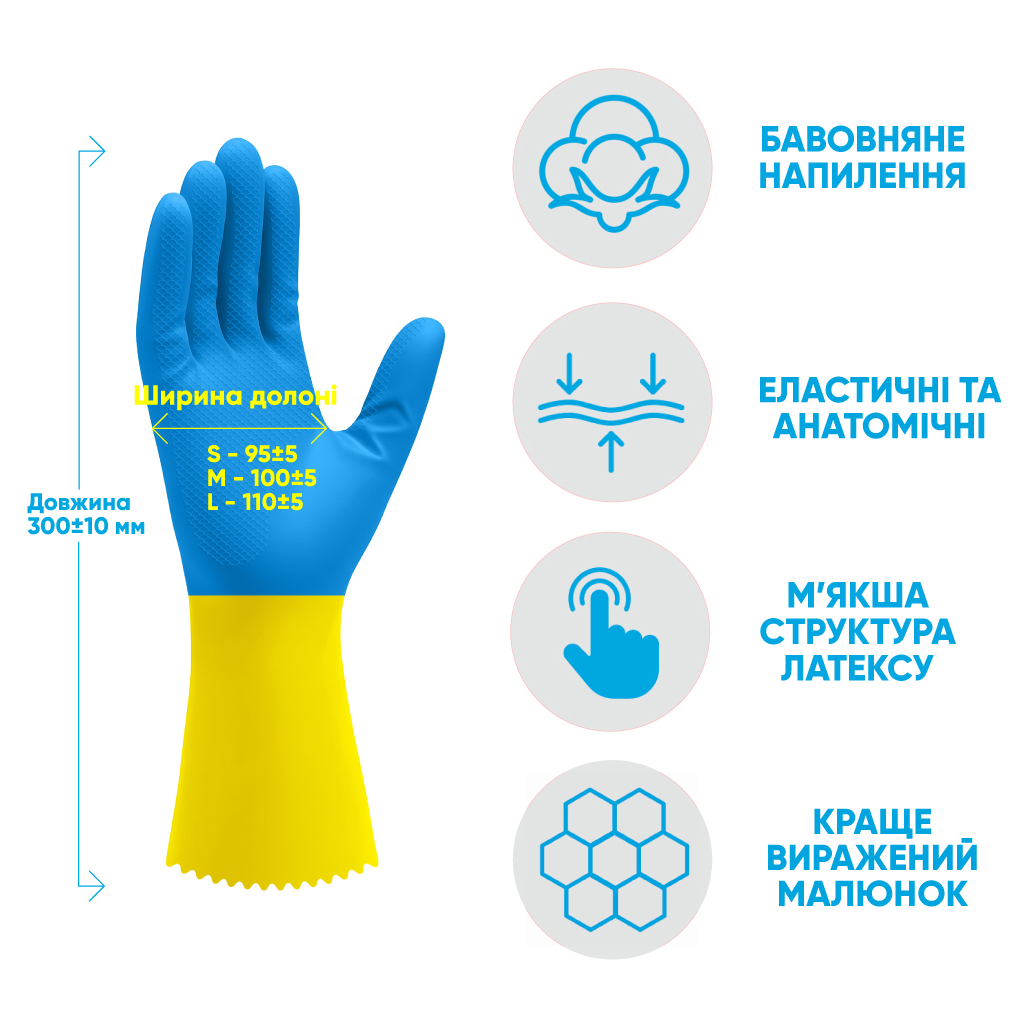 Перчатки хозяйственные Добра Господарочка Латексные Сверхпрочные Размер L (4820086523783) фото3