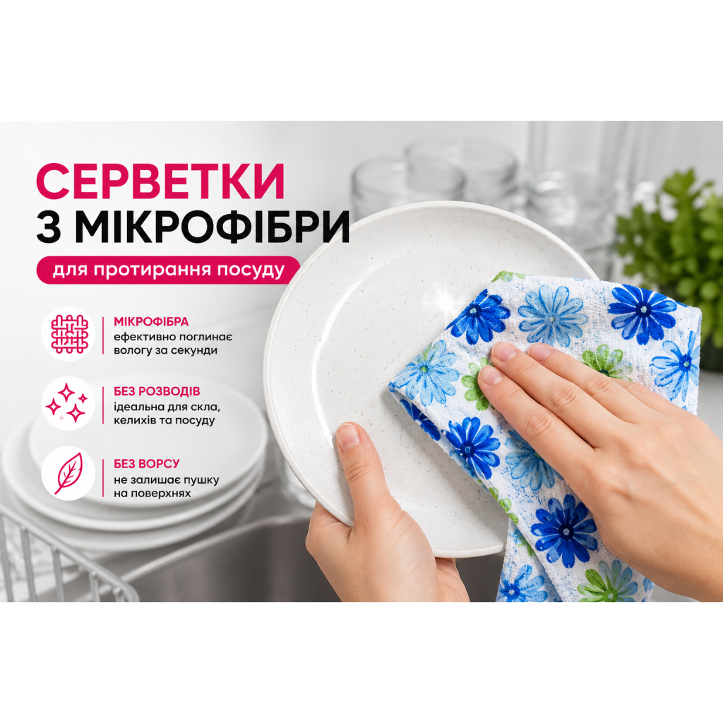Салфетки для уборки Добра Господарочка из микрофибры для кухни 2 шт. (4820086522052) фото
