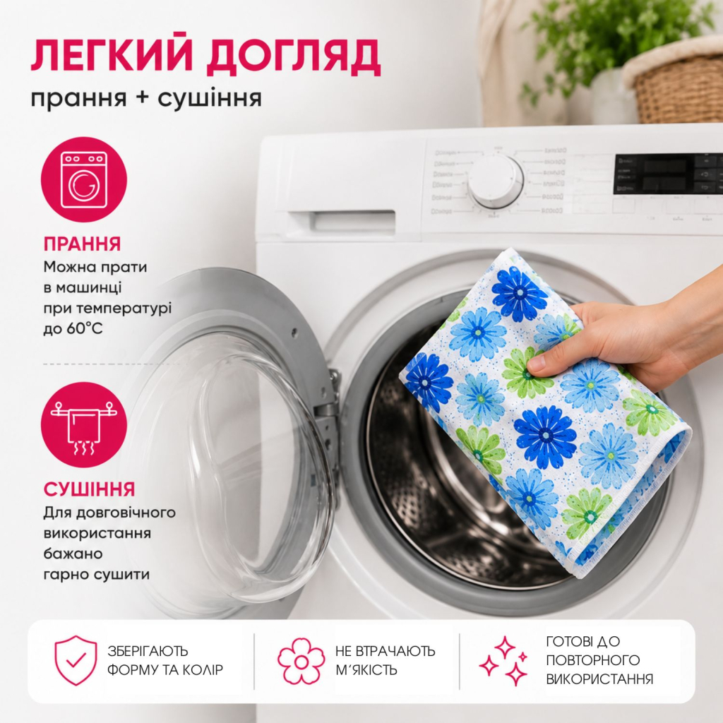 Салфетки для уборки Добра Господарочка из микрофибры для кухни 2 шт. (4820086522052) фото