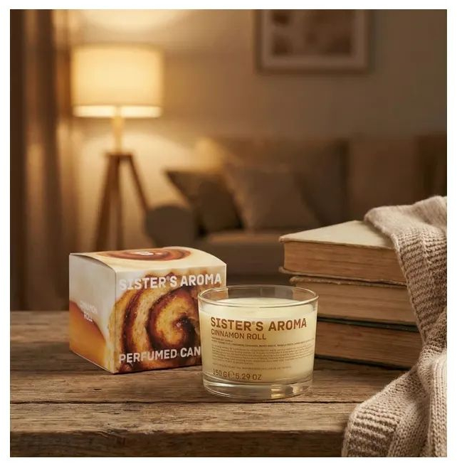 Ароматична свічка Sister's Aroma Cinnamon Roll 150 г (4820227786367) фото