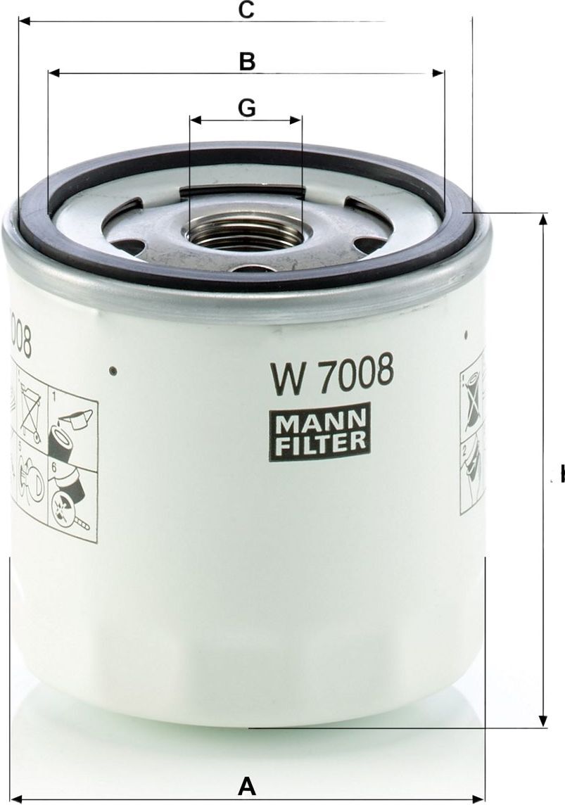 Фільтр масляний Mann W7008 фото2