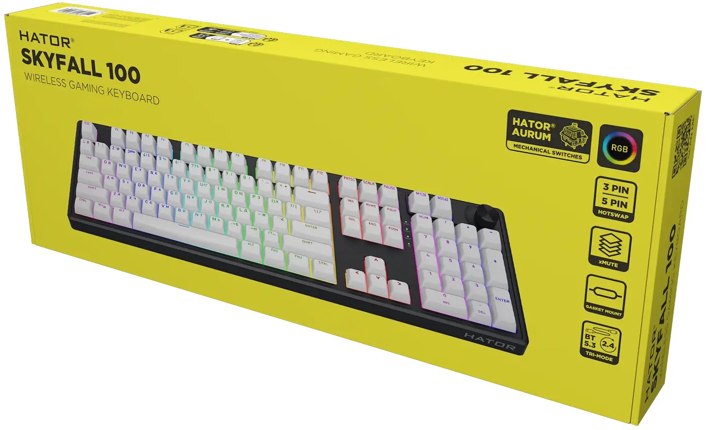 Ігрова клавіатура Hator Skyfall 100 Aurum Lemon Wireless Black-White (HTK3100) фото