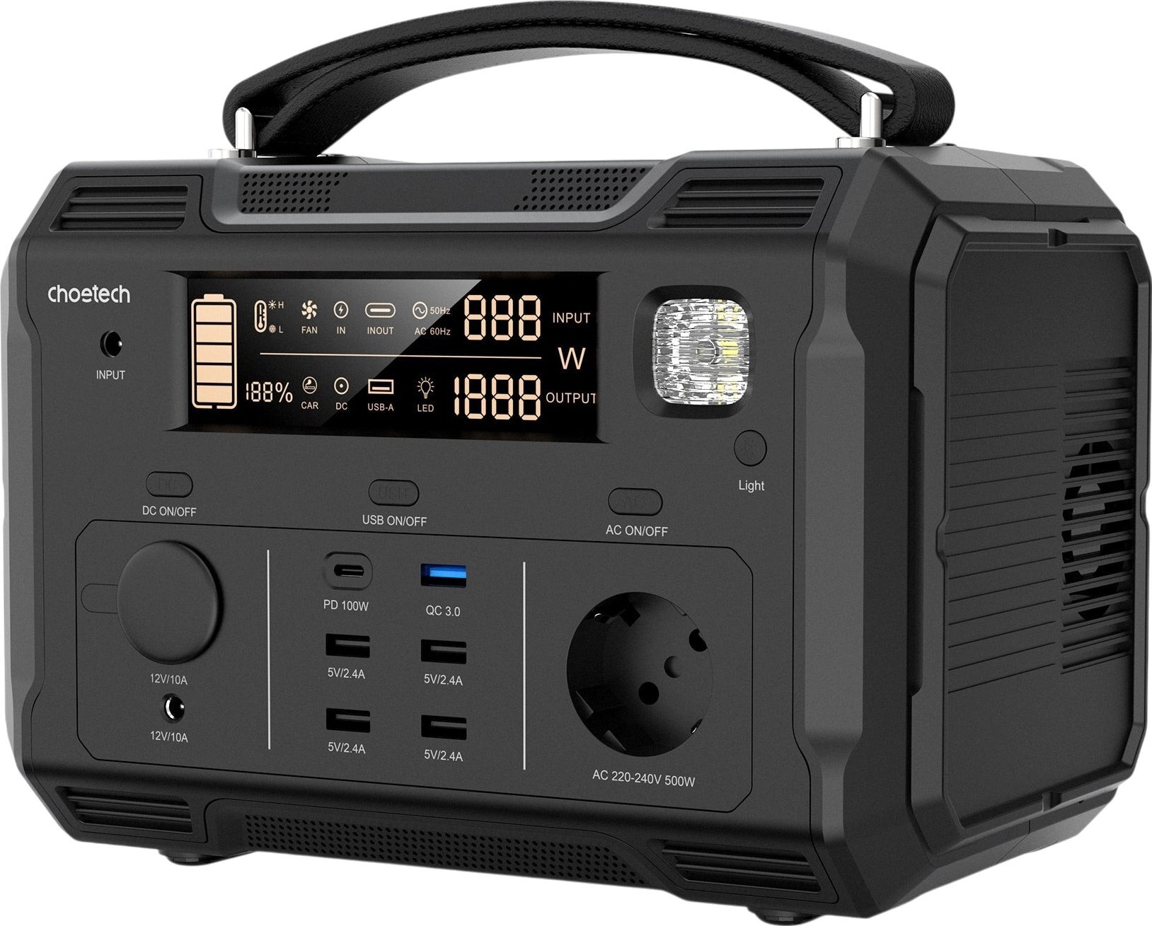 Зарядна портативна електростанція Choetech 500W (BS004-EU-BK) фото