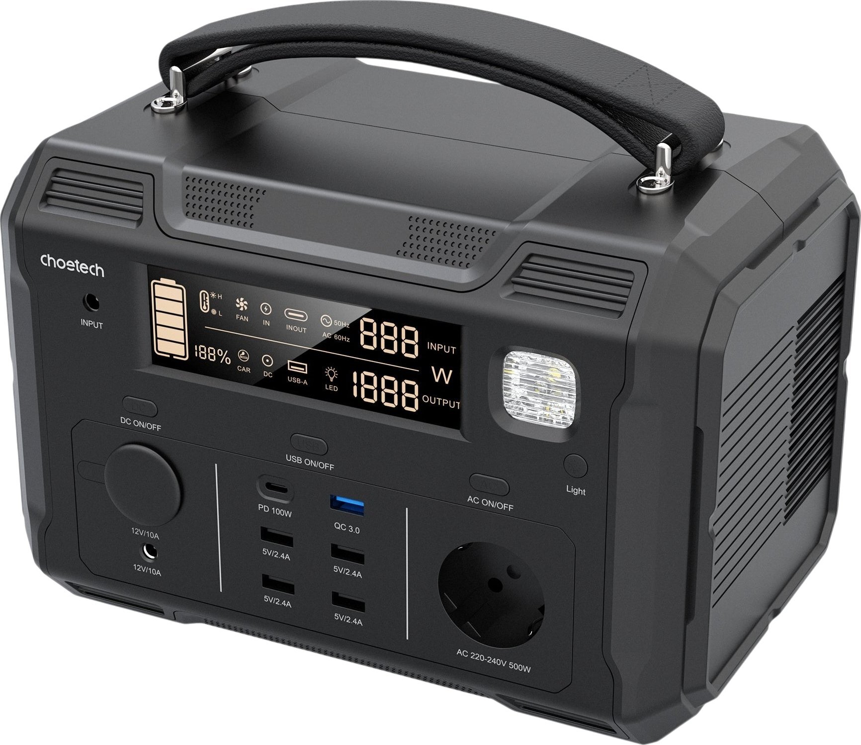 Зарядна портативна електростанція Choetech 500W (BS004-EU-BK) фото
