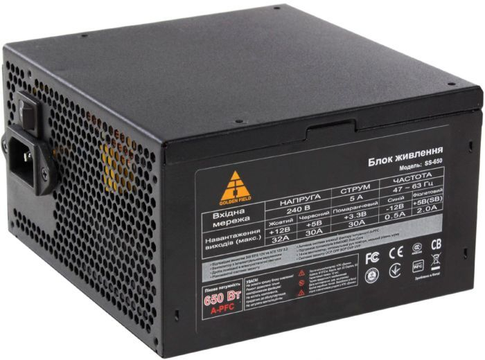 Блок живлення Golden Field ATX-SS650 650W фото