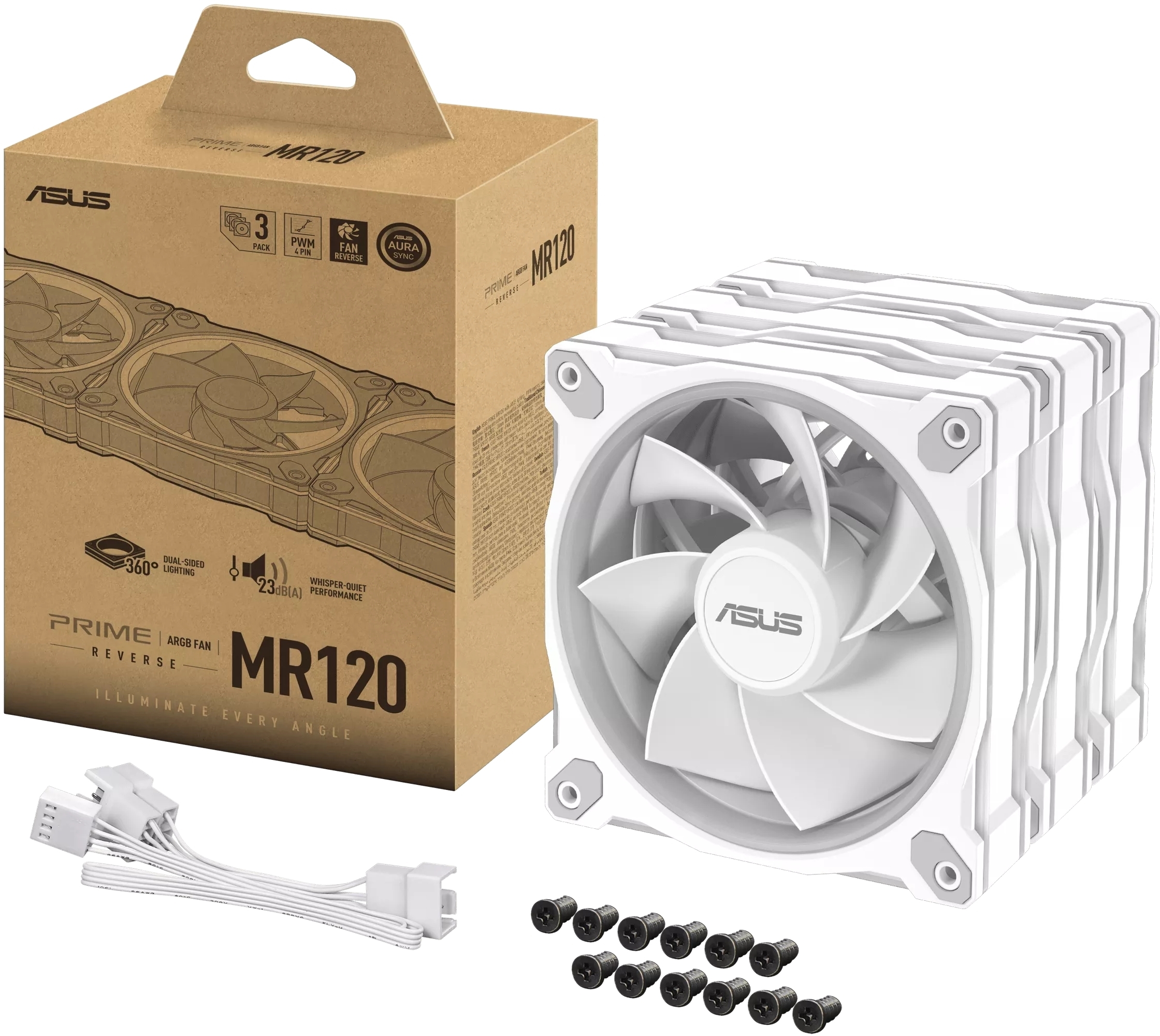 Корпусний вентилятор Asus Prime MR120 ARGB Reverse White 3in1 (90DA00L3-B09020) фото14