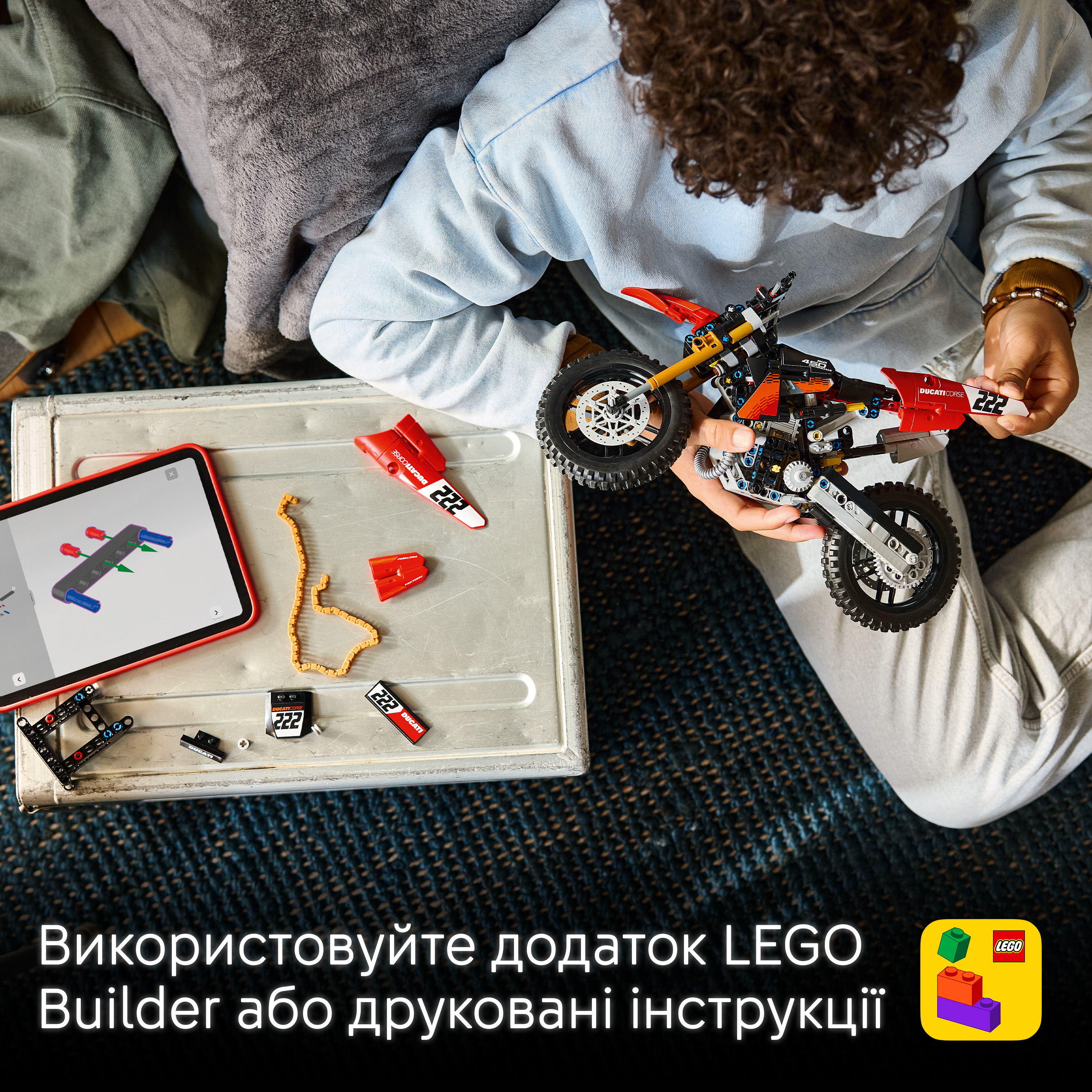 LEGO 42238 Technic Мотоцикл Ducati Desmo450 MX Factory фото7